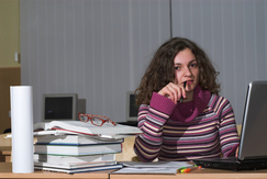 Busy teacher thinking